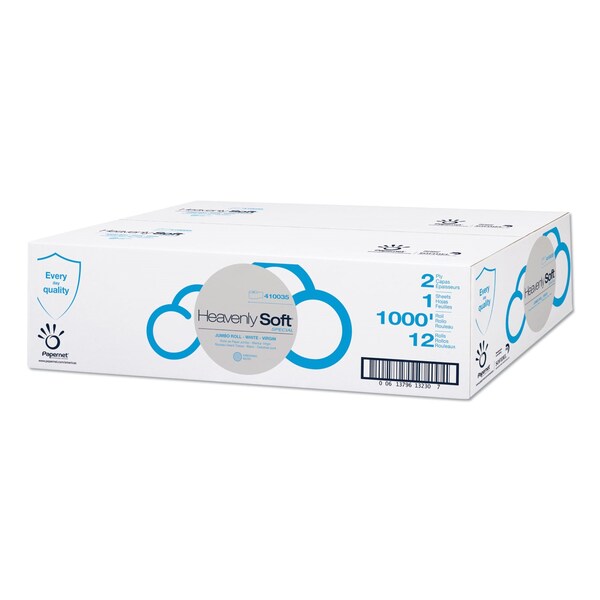 Papernet Heavenly Soft Toilet Tissue, Septic Safe, 2-Ply, White, 3.5in x 1,000 ft, 12PK - 410035