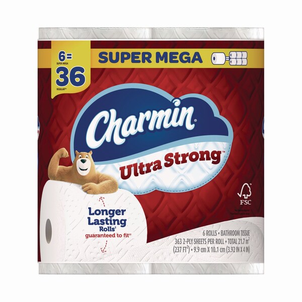 Charmin Ultra Strong Bathroom Tissue, Septic Safe, 2-Ply, White, 363 Sheets/Roll, 6PK - 15698/72695