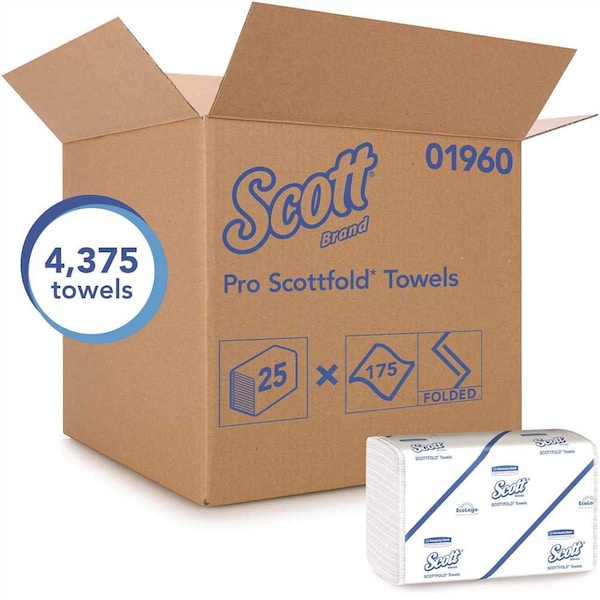 Scott White Old Multi-Fold Paper Towels Absorbency Pockets , 175 Towels/Packs, 4,375 Towels/Case, 25PK - 01960