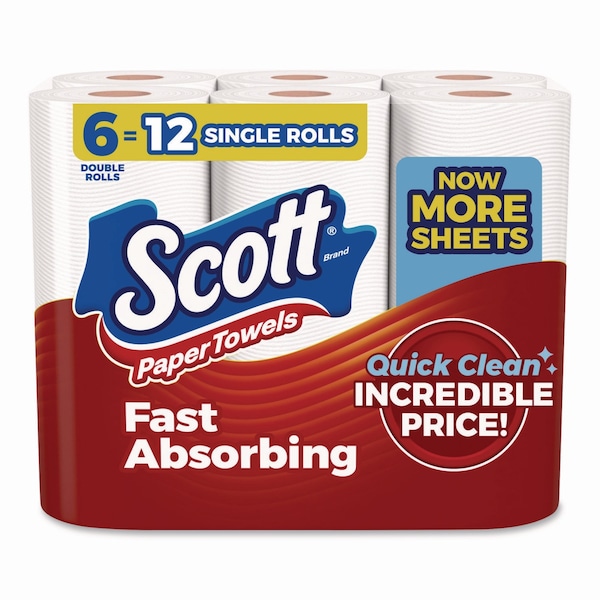 Scott Choose-A-Size Perforated Roll Paper Towels, 1 Ply, 102 Sheets, White, 24 PK - 55413