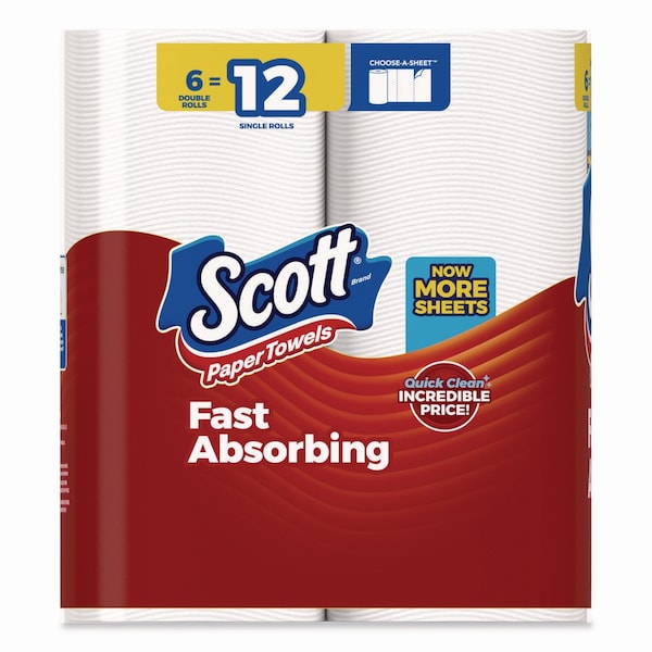 Scott Choose-A-Size Perforated Roll Paper Towels, 1 Ply, 102 Sheets, White, 24 PK - 55413