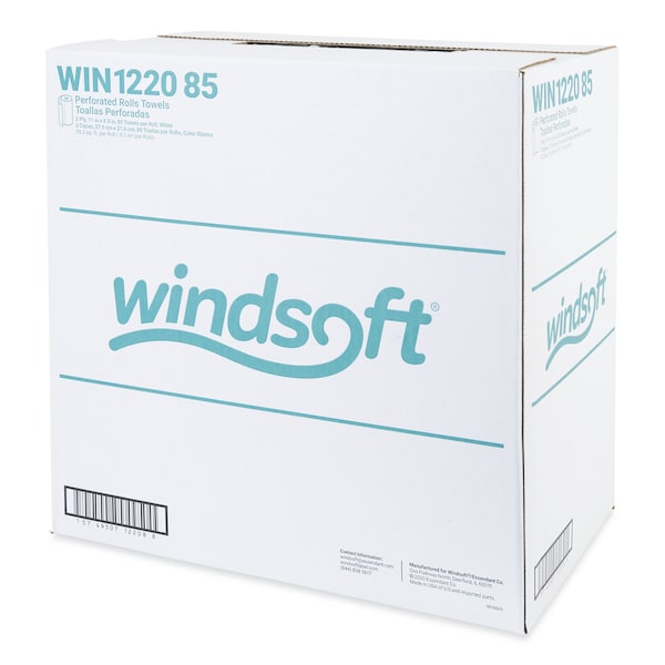 Windsoft Perforated Roll Paper Towels, 2 Ply, 85 Sheets, White, 30 PK - 122085CTB