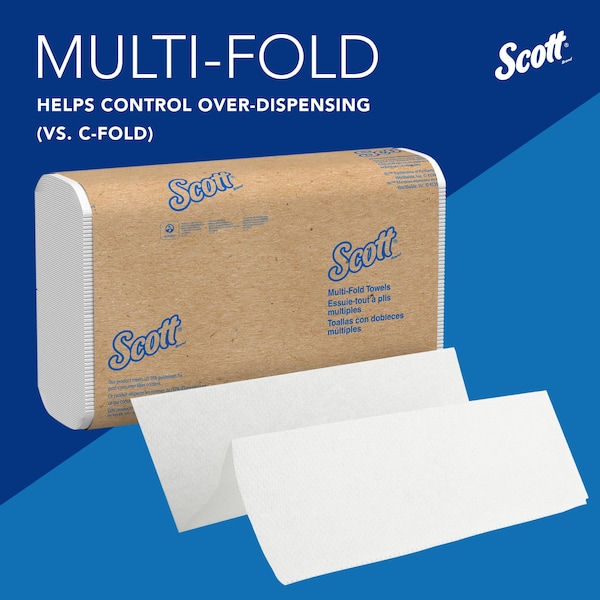 Kimberly-Clark Professional Multifold Paper Towels, 9.2" x 9.4" sheets, White, Compact Case (250 Sheets/Pack, 12 Packs/Case) - 03650
