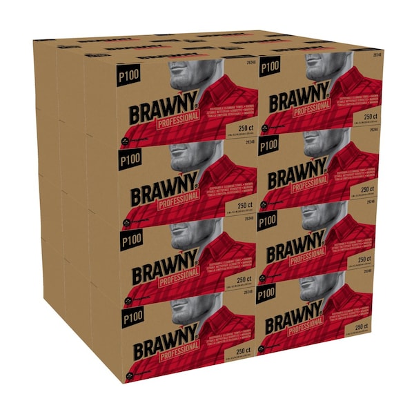 Brawny Brawny Professional Dry Wipe, 1 Ply, 250 Sheets, No Roll, Brown, 24 PK - 29246