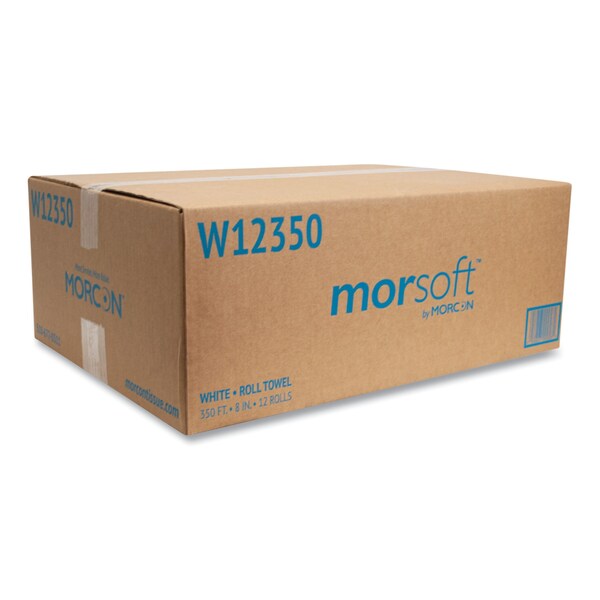 Morcon Paper Hardwound Paper Towels, 1 Ply, Continuous Roll Sheets, 350 ft, White, 12 PK - MOR W12350
