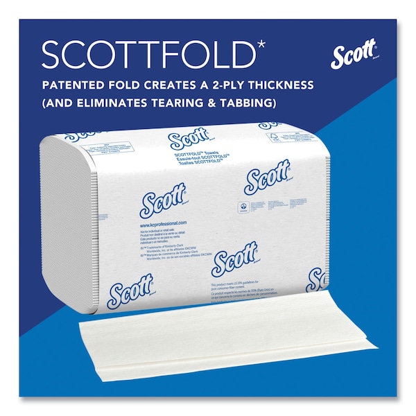Scott Scottfold Multifold Paper Towels, 1 Ply, 175 Sheets, White, 25 PK - 01980