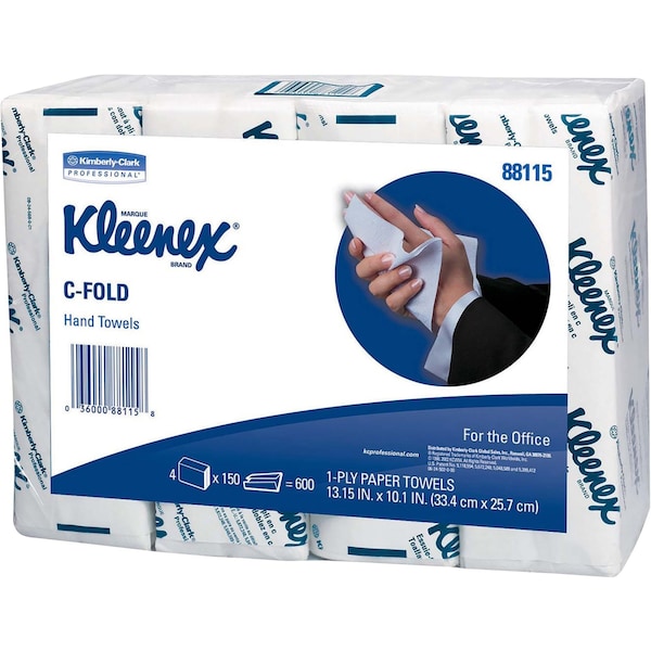 Kleenex C-Fold Paper Towels, 1 Ply, 150 Sheets, White, 16 PK - 88115CT