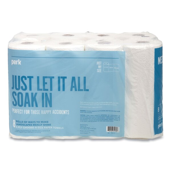 Perk Choose-A-Size Kitchen Roll Paper Towels, 2-Ply, 5.9 x 11, White, 116 Sheets, 8PK - PK55113