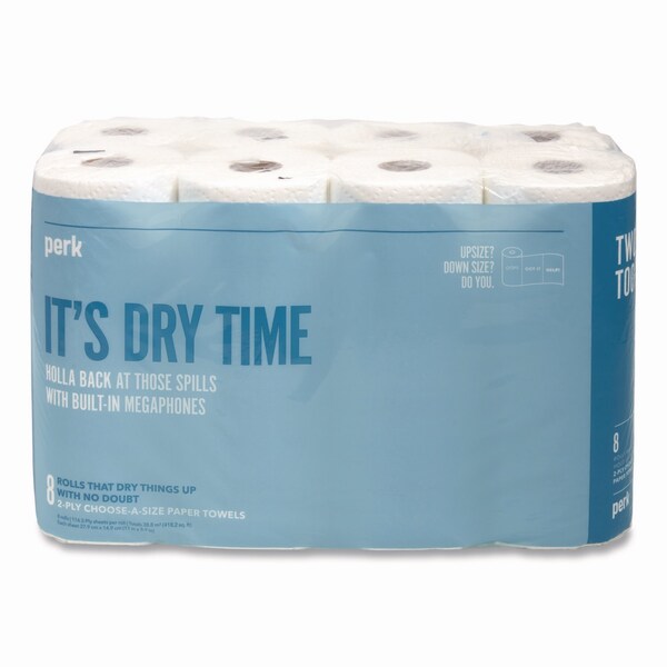 Perk Choose-A-Size Kitchen Roll Paper Towels, 2-Ply, 5.9 x 11, White, 116 Sheets, 8PK - PK55113