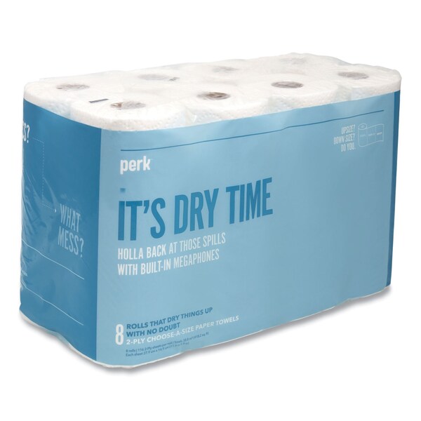 Perk Choose-A-Size Kitchen Roll Paper Towels, 2-Ply, 5.9 x 11, White, 116 Sheets, 8PK - PK55113