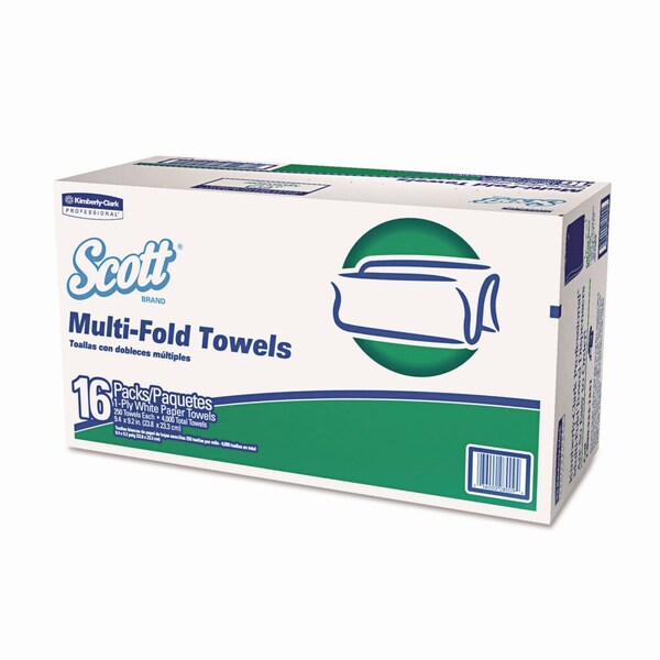 Scott Multi-Fold Towels, Absorbency Pockets, 1-Ply, 9.2 x 9.4, 250 Towels, 16PK - 55692
