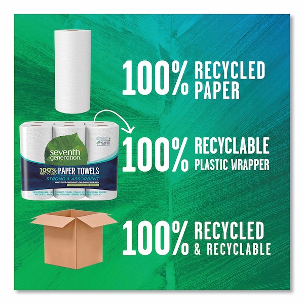 Seventh Generation Perforated Roll Paper Towels, 2 Ply, 140 Sheets, White, 6 PK - 13731