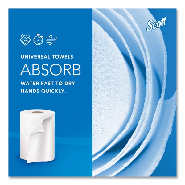 Scott Essential Hardwound Paper Towels, 1 Ply, Continuous Roll Sheets, 1000 ft, White, 12 PK - 1000