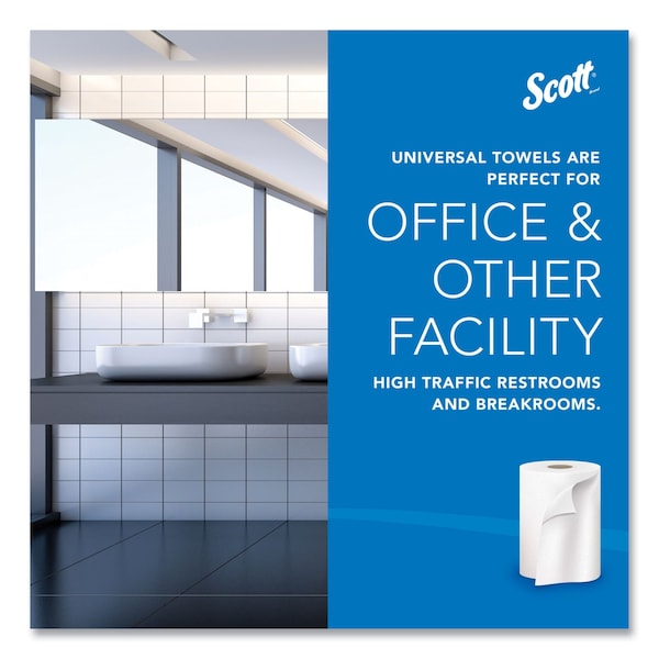 Scott Essential Hardwound Paper Towels, 1 Ply, Continuous Roll Sheets, 1000 ft, White, 12 PK - 1000