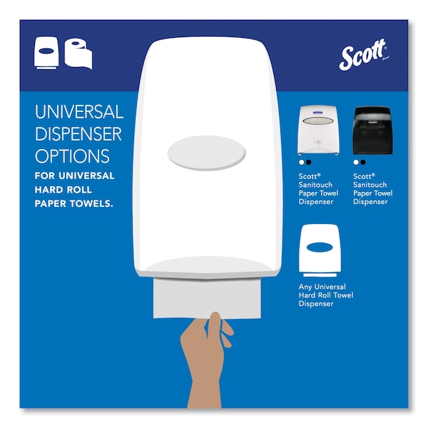 Scott Essential Hardwound Paper Towels, 1 Ply, Continuous Roll Sheets, 1000 ft, White, 12 PK - 1000