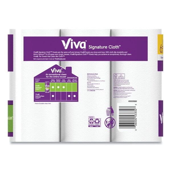 Viva Perforated Roll Paper Towels, 2 Ply, 2 Sheets, White, 24 PK - 53332