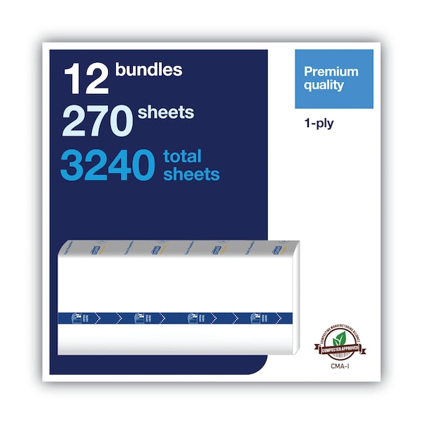 Tork Tork PeakServe Continuous Paper Hand Towels White H5, Premium, Compressed, 12 x 270 sheets, 105066 - 105066