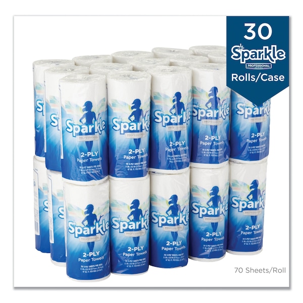 Georgia-Pacific Sparkle Perforated Roll Paper Towels, 2 Ply, 70 Sheets, White, 30 PK - 2717201