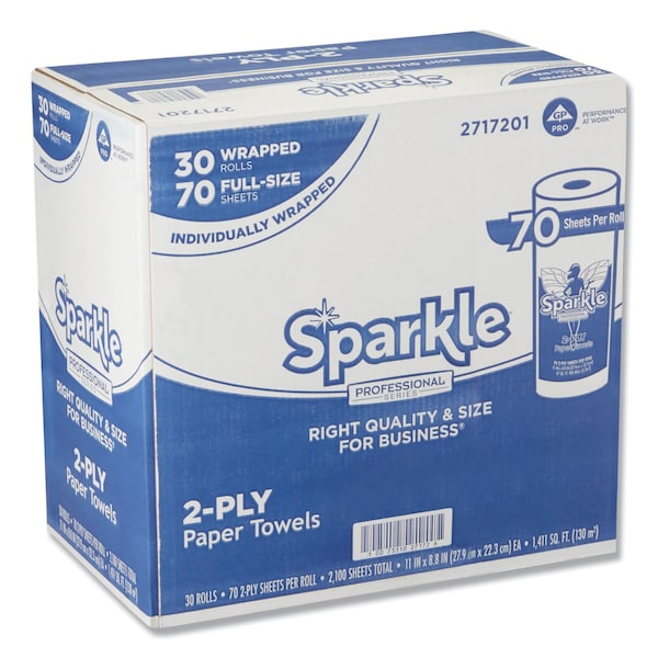 Georgia-Pacific Sparkle Perforated Roll Paper Towels, 2 Ply, 70 Sheets, White, 30 PK - 2717201