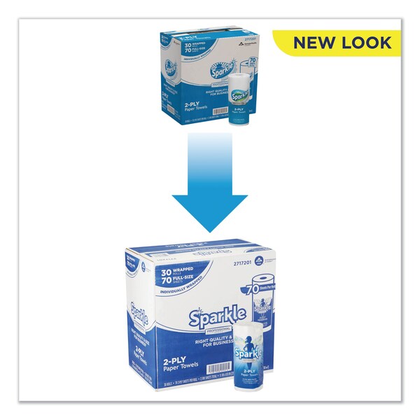 Georgia-Pacific Sparkle Perforated Roll Paper Towels, 2 Ply, 70 Sheets, White, 30 PK - 2717201