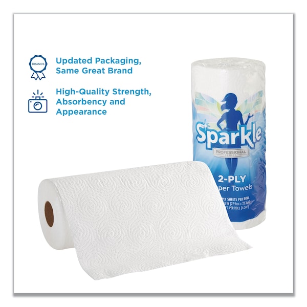 Georgia-Pacific Sparkle Perforated Roll Paper Towels, 2 Ply, 70 Sheets, White, 30 PK - 2717201