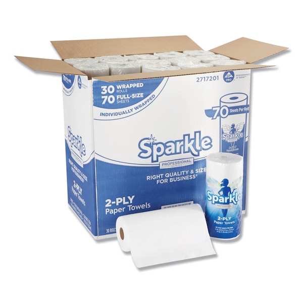 Georgia-Pacific Sparkle Perforated Roll Paper Towels, 2 Ply, 70 Sheets, White, 30 PK - 2717201