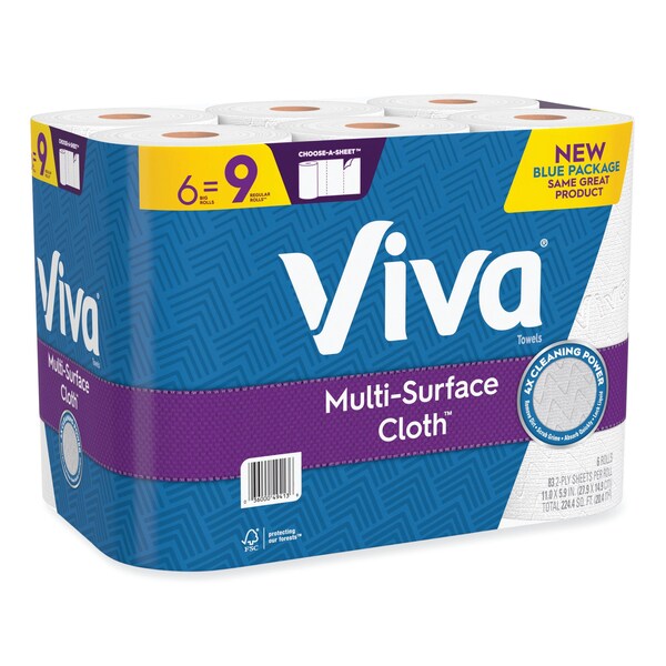 Viva Choose-A-Sheet Perforated Roll Paper Towels, 1 Ply, 83 Sheets, White, 24 PK - 46708