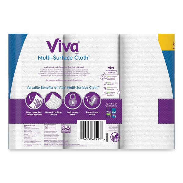 Viva Choose-A-Sheet Perforated Roll Paper Towels, 1 Ply, 83 Sheets, White, 24 PK - 46708