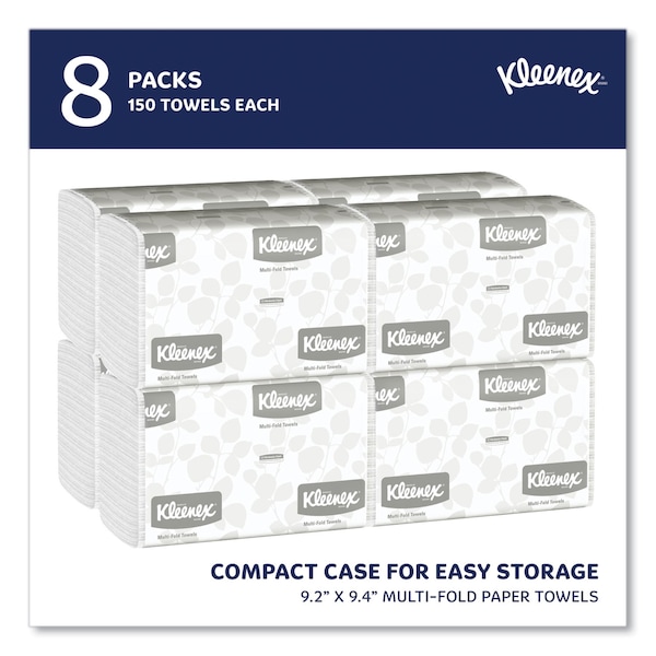 Kleenex Kleenex Multifold Paper Towels, 150 Sheets, 9.4", White, 8 PK - 02046