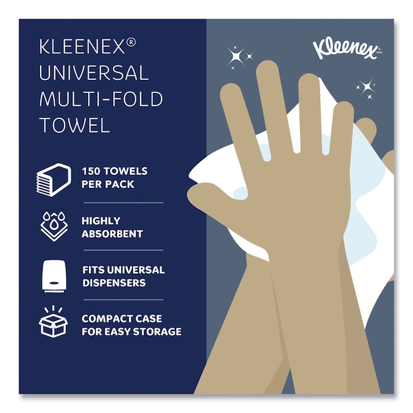 Kleenex Kleenex Multifold Paper Towels, 150 Sheets, 9.4", White, 8 PK - 02046