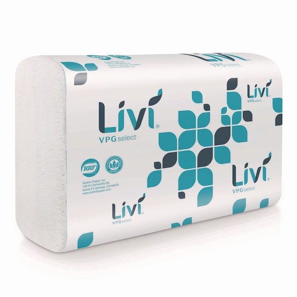 Livi Vpg Select Multifold Towel, 1-Ply, 9.45 x, 9.06, White, 250/Pack, 16PK - 43514