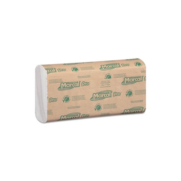 Soundview Marcal, 100% RECYCLED FOLDED PAPER TOWELS, 12 7/8X10 1/8, C-FOLD, WHITE, 16PK - P100B