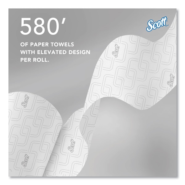 Scott Slimroll Towels, 1-Ply, 8 in. x 580 ft, White/Orange Core, 6 Roll/Carton, 6PK - 47035