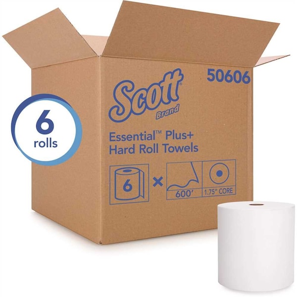 Scott Essential 3,600 ft. Plus Hard Roll Paper Towels with Premium Absorbency Pockets in White, 6PK - 50606