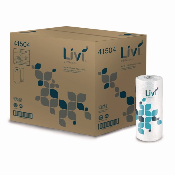 Livi Vpg Select Kitchen Roll Towel, 2-Ply, 10.98 x, 9.98, White, 30 Rolls/Carton, 30PK - 41504