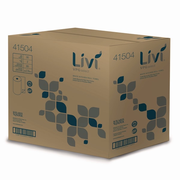 Livi Vpg Select Kitchen Roll Towel, 2-Ply, 10.98 x, 9.98, White, 30 Rolls/Carton, 30PK - 41504