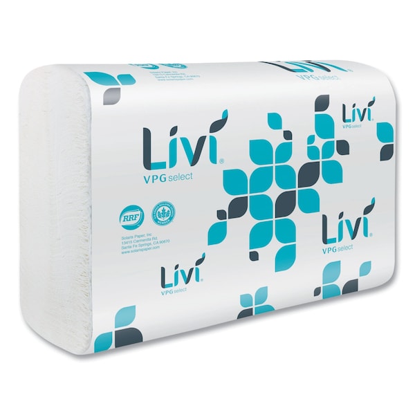 Livi Vpg Select Multifold Towel, 1-Ply, 9.45 x 10.55, White, 220 Sheets/Pack, 10 Packs/Carton, 2200PK - 50861