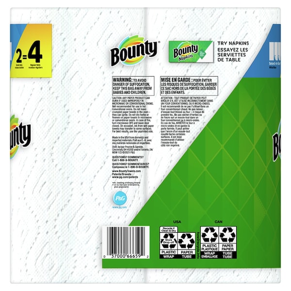 Bounty Bounty Select-A-Size Paper Towels, 2 Ply, White, 2 PK - 66659