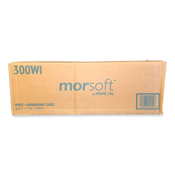 Morcon Tissue Hardwound Paper Towels, 1 Ply, Continuous Roll Sheets, 800 ft, White, 6 PK - 300WI