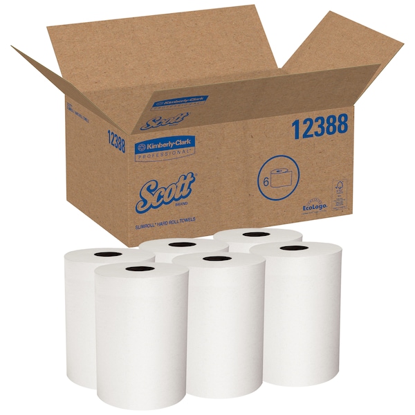 Kimberly-Clark Professional Control Hardwound Paper Towels, Continuous Roll Sheets, 580 ft., White, 6 PK - 12388