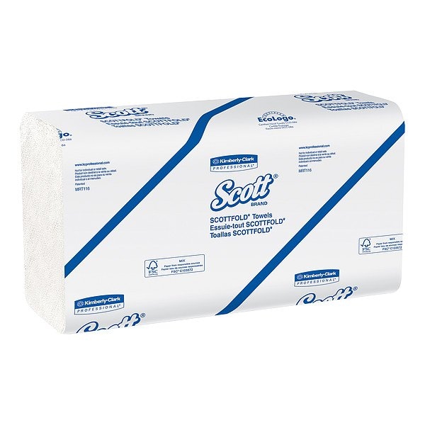 Kimberly-Clark Professional Scott Essential Scottfold Multifold Paper Towels, 1 Ply, 175 Sheets, White, 25 PK - 45957