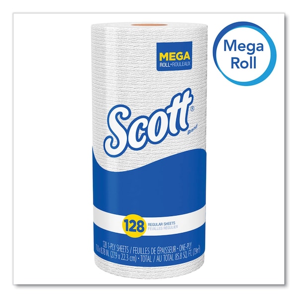 Scott Scott Perforated Roll Paper Towels, 1 Ply, 128 Sheets, White, 20 PK - 41482