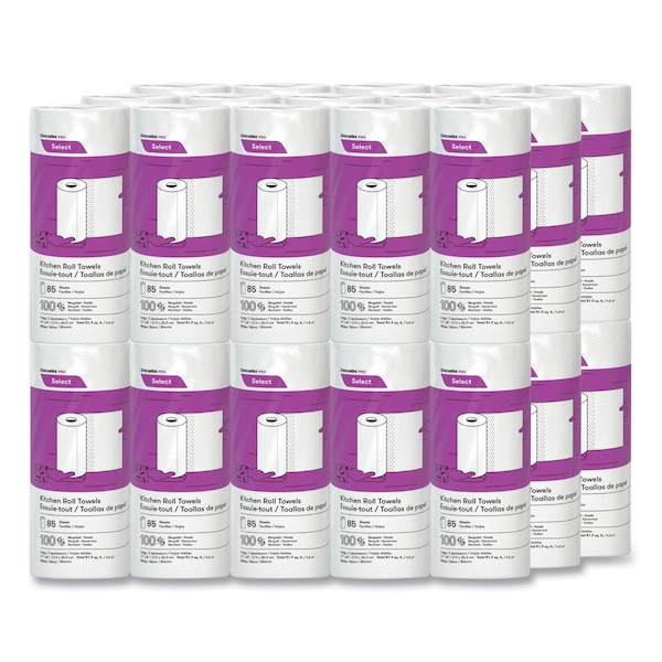 Cascades Pro Select Perforated Roll Paper Towels, 2 Ply, 85 Sheets, 8", White, 30 PK - K085