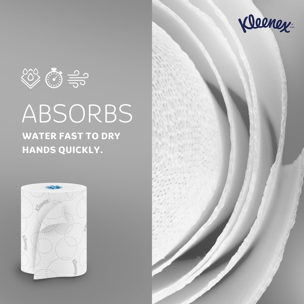 Kimberly-Clark Professional Hard Roll Paper Towels, 2-Ply, for Blue Core Dispensers, White, (500'/Roll, 6 Rolls/Case) - 54471
