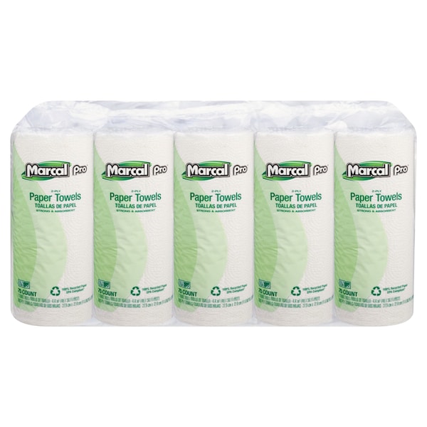 Marcal Pro Perforated Roll Paper Towels, 2 Ply, 70 Sheets, 52.5 ft, White, 15 PK - MAC 610