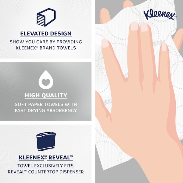 Kimberly-Clark Professional Reveal Multifold Paper Towels for Kleenex Reveal Countertop Dispenser, 150 Sheets/Pack, 16 Packs - 46321