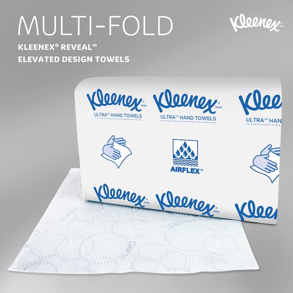 Kimberly-Clark Professional Reveal Multifold Paper Towels for Kleenex Reveal Countertop Dispenser, 150 Sheets/Pack, 16 Packs - 46321