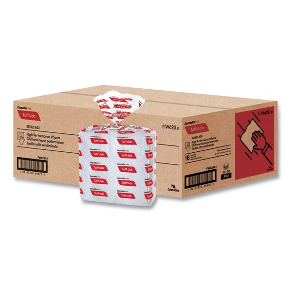 Cascades Pro Tuff-Job Single Fold Paper Towels, 1 Ply, 1 Sheets, White, 18 PK - W620