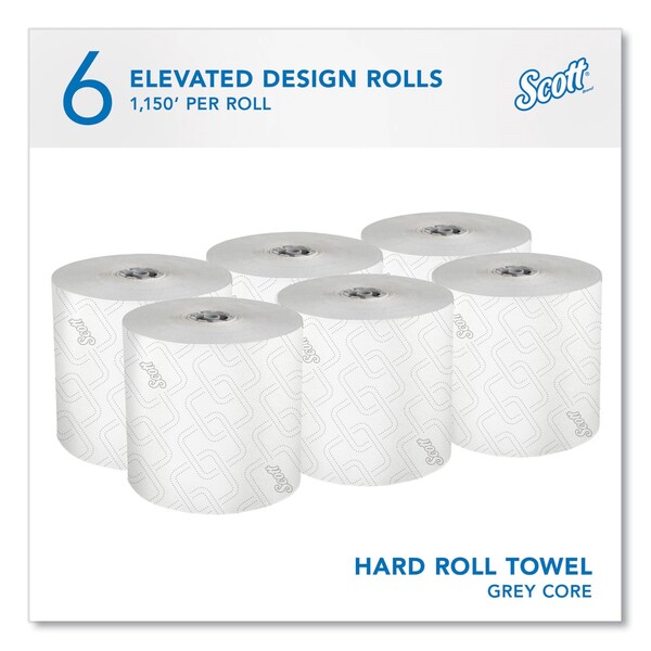 Scott Pro Hard Roll Paper Towels w/ Elevated Design for Pro Dispenser, Gray Core Only, 1-Ply, 1,150 ft, 6PK - 25703