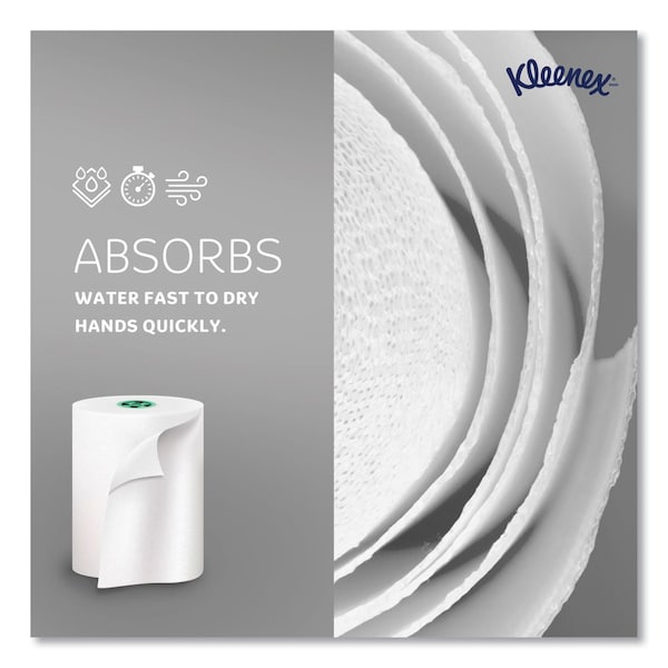 Kleenex Hard Roll Paper Towels w/ Premium Absorbency Pockets, Green Core, 1-Ply, 7.5 in.x700 ft, White, 6PK - 25630